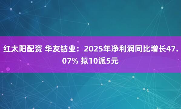 红太阳配资 华友钴业:2025年净利润同比增长47.07% 拟10派5元
